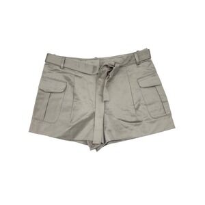 NWT J.Crew Collection Satin Cargo Shorts Champagne Beige Tie Waist Size 12